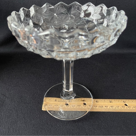 Fostoria Footed Covered Candy Dish - American - Vintage - Cube Motif - Picture 7 of 8